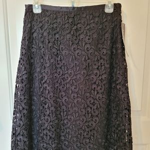 NWT! Marina Embroidered Lace Midi Skirt, Black, Small
